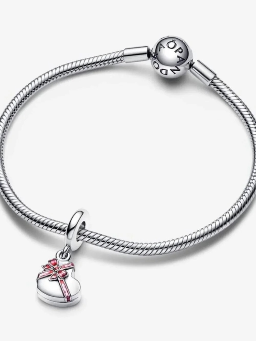 Pandora Silver Bracelet with Pink Heart Gift Charm